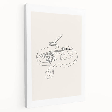 Large stretched canvas featuring a colorful array of illustrated dishes, ideal for kitchen wall art.