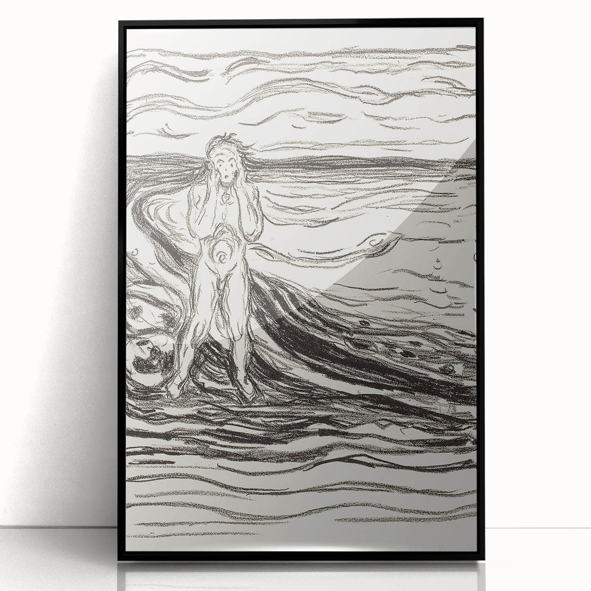 Expressionist Monochrome Art - Edvard Munch’s Alpha’s Despair Print