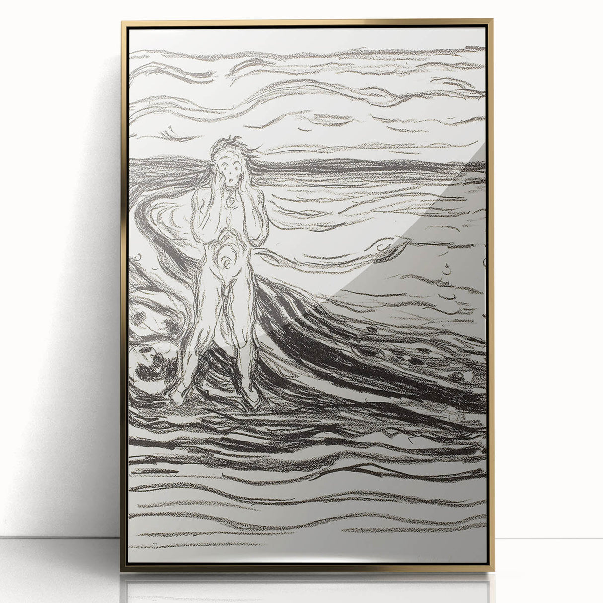 Expressionist Monochrome Art - Edvard Munch’s Alpha’s Despair Print