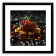 Extra large framed wall art of colorful abstract food dishes in textured style, ideal for living room decor.
