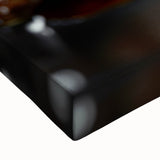 Black and white stretched canvas featuring a close-up view of various food dishes, ideal for bedroom wall art.