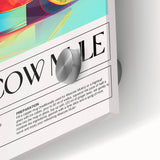 Large abstract wall art on acrylic glass featuring mid-century modernist designs in muted earth tones.