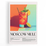 Black and white stretched canvas featuring an assortment of fruits and beverages, ideal for kitchen wall art.