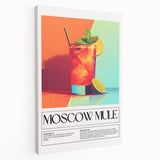 Large stretched canvas featuring a colorful depiction of various fruits and beverages, ideal for kitchen wall art.