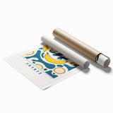 Extra large rolled print featuring an array of fruits in vibrant colors.