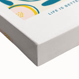 Large art depicting a close-up of assorted fruits in black and white on stretched canvas, suited for bedroom wall decor.