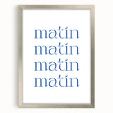 Textured art print featuring abstract designs in muted gray and silver tones, framed with a mat in a silver frame.