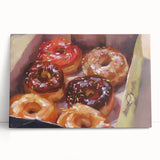 Black and white photo of assorted pastries on a stretched canvas, ideal for kitchen wall art.