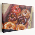 Large canvas print of assorted pastries in soft beige tones, ideal for kitchen wall art.