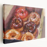 Large canvas print of assorted pastries in soft beige tones, ideal for kitchen wall art.