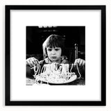 Extra large abstract art print featuring vibrant, colorful textures on a black-framed canvas, ideal for living room decor.