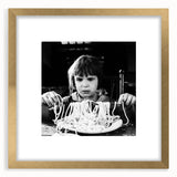 Extra large abstract art print with textured design in gold and white, framed, ideal for living room decor.