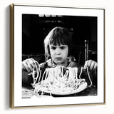 Framed canvas wall art featuring a vintage poster of a landscape with silver and gold tones, ideal for bedroom decor.