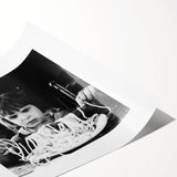 Extra large rolled print featuring line art flowers in black on white, ideal for large living room wall art.