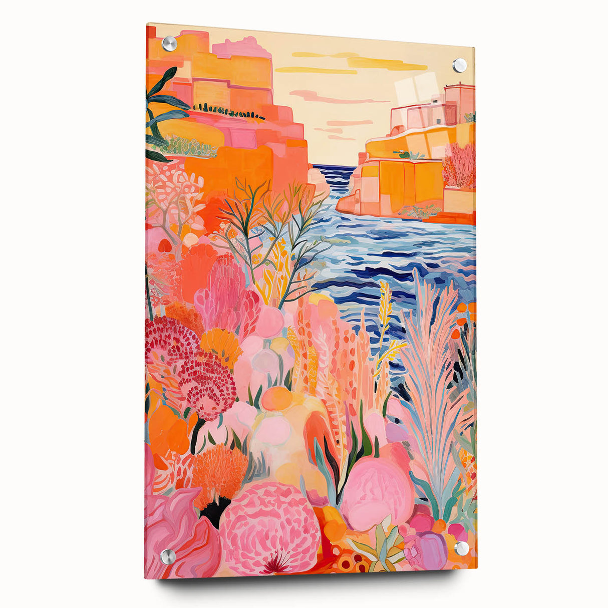 Nursery Wall Art - Coastal Canyon and Floral Landscape Print