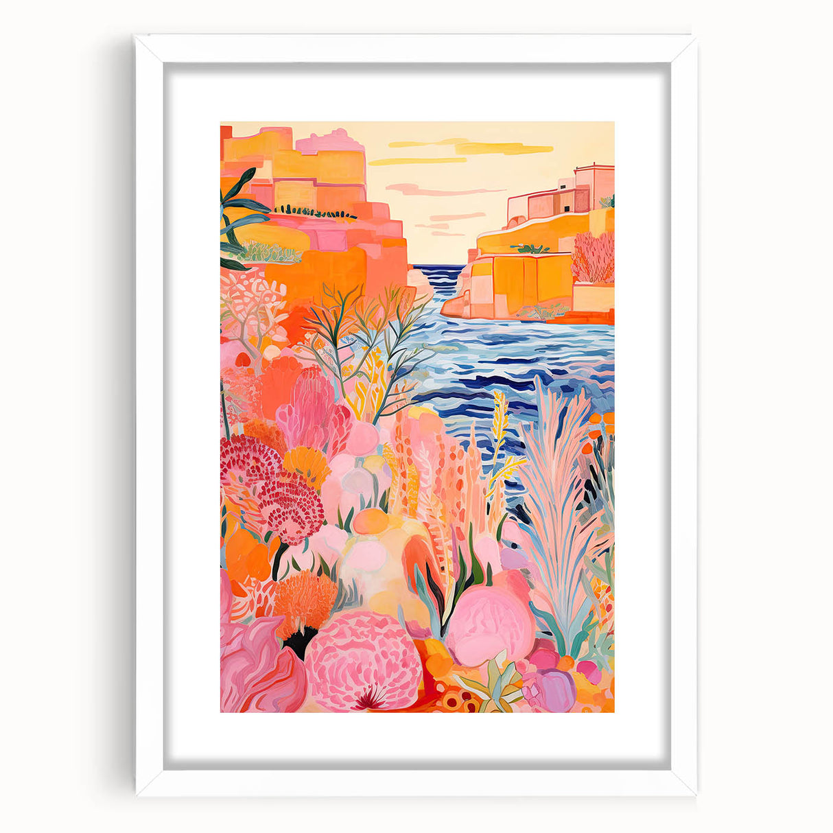 Nursery Wall Art - Coastal Canyon and Floral Landscape Print