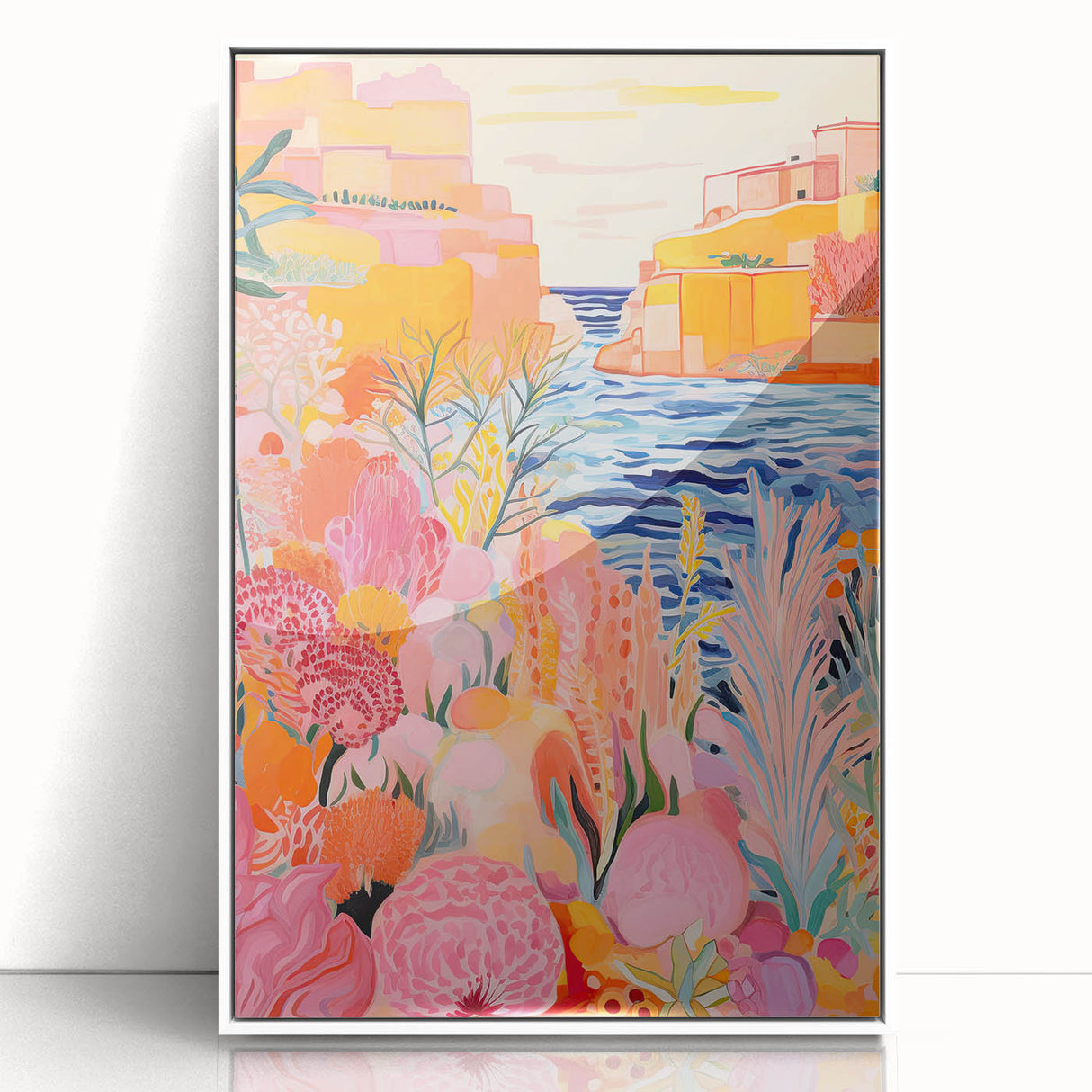 Nursery Wall Art - Coastal Canyon and Floral Landscape Print