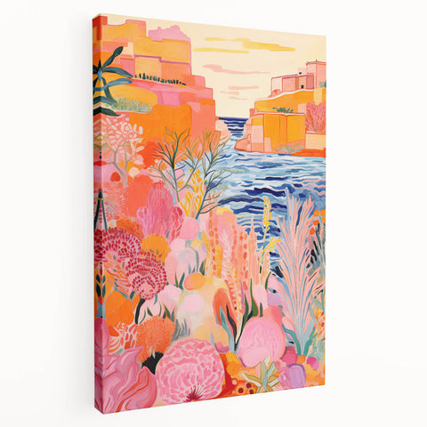 Nursery Wall Art - Coastal Canyon and Floral Landscape Print