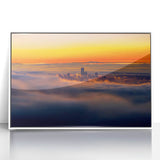 Framed acrylic wall art featuring a vibrant abstract landscape design in white tones, showcasing a modern aesthetic ideal for home decor. Perfect for enhancing interior spaces with a touch of elegance and color.