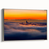 Framed landscape canvas artwork showcasing a serene nature scene with vibrant colors, featuring a sleek silver frame, ideal for home decor enhancement.