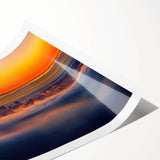 Rolled landscape canvas print showcasing vibrant abstract designs in earthy tones, elegantly packaged in a protective cardboard tube for safe delivery.