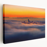 Landscape-stretched canvas showcasing a vibrant abstract design, featuring bold colors and intricate patterns, viewed from the side, ideal for modern home decor.