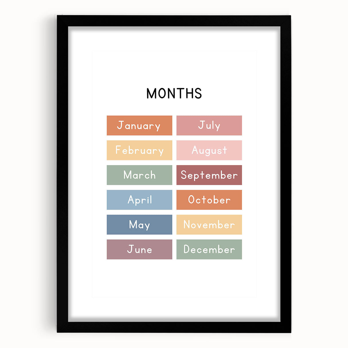 Months of the Year Typography Art Print – Colorful Calendar Wall Art