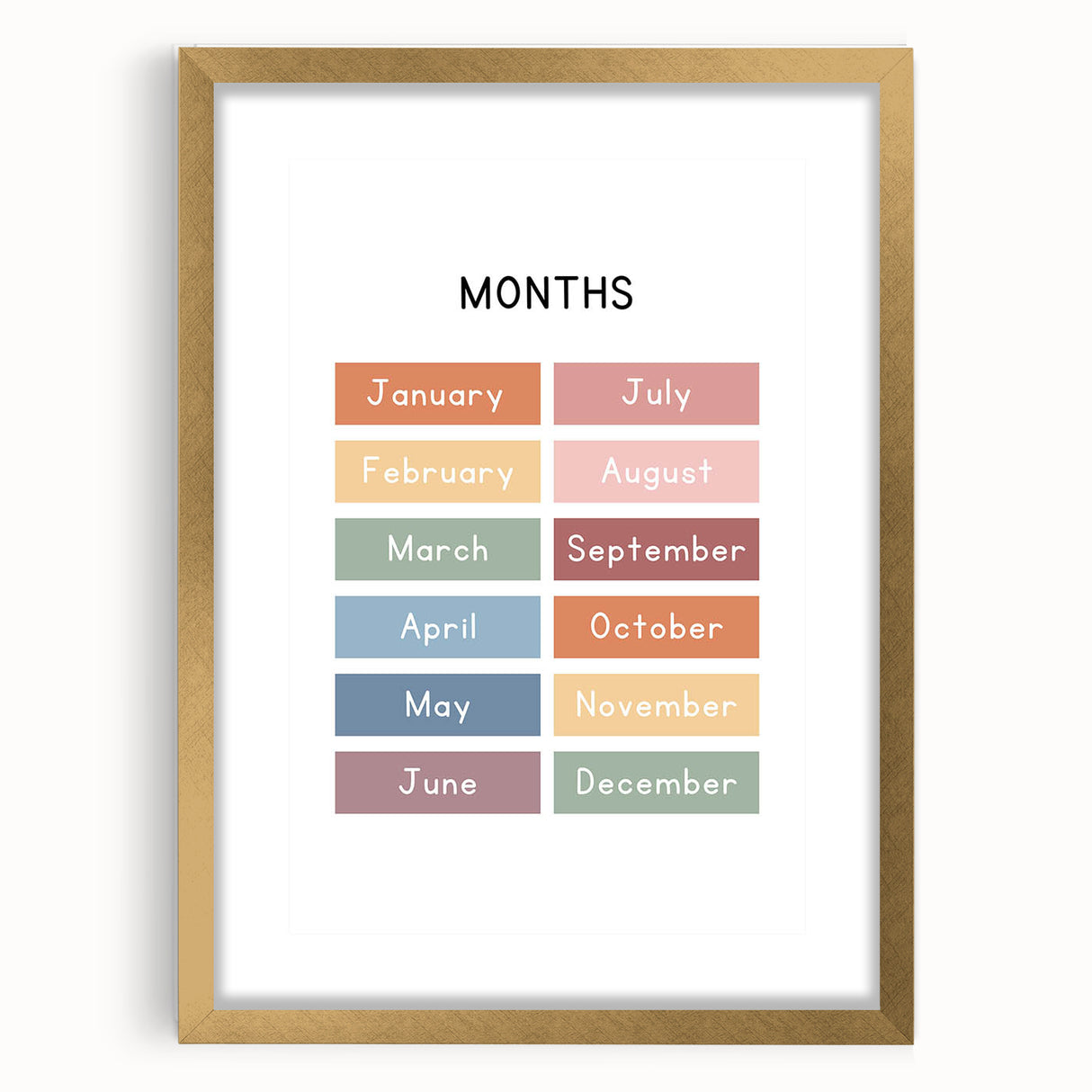 Months of the Year Typography Art Print – Colorful Calendar Wall Art
