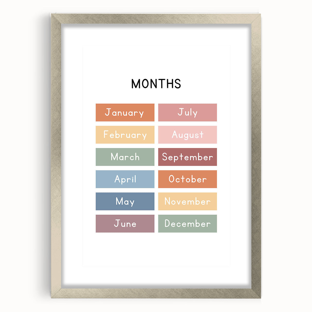 Months of the Year Typography Art Print – Colorful Calendar Wall Art