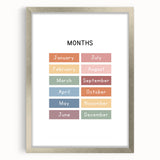 Months of the Year Typography Art Print – Colorful Calendar Wall Art
