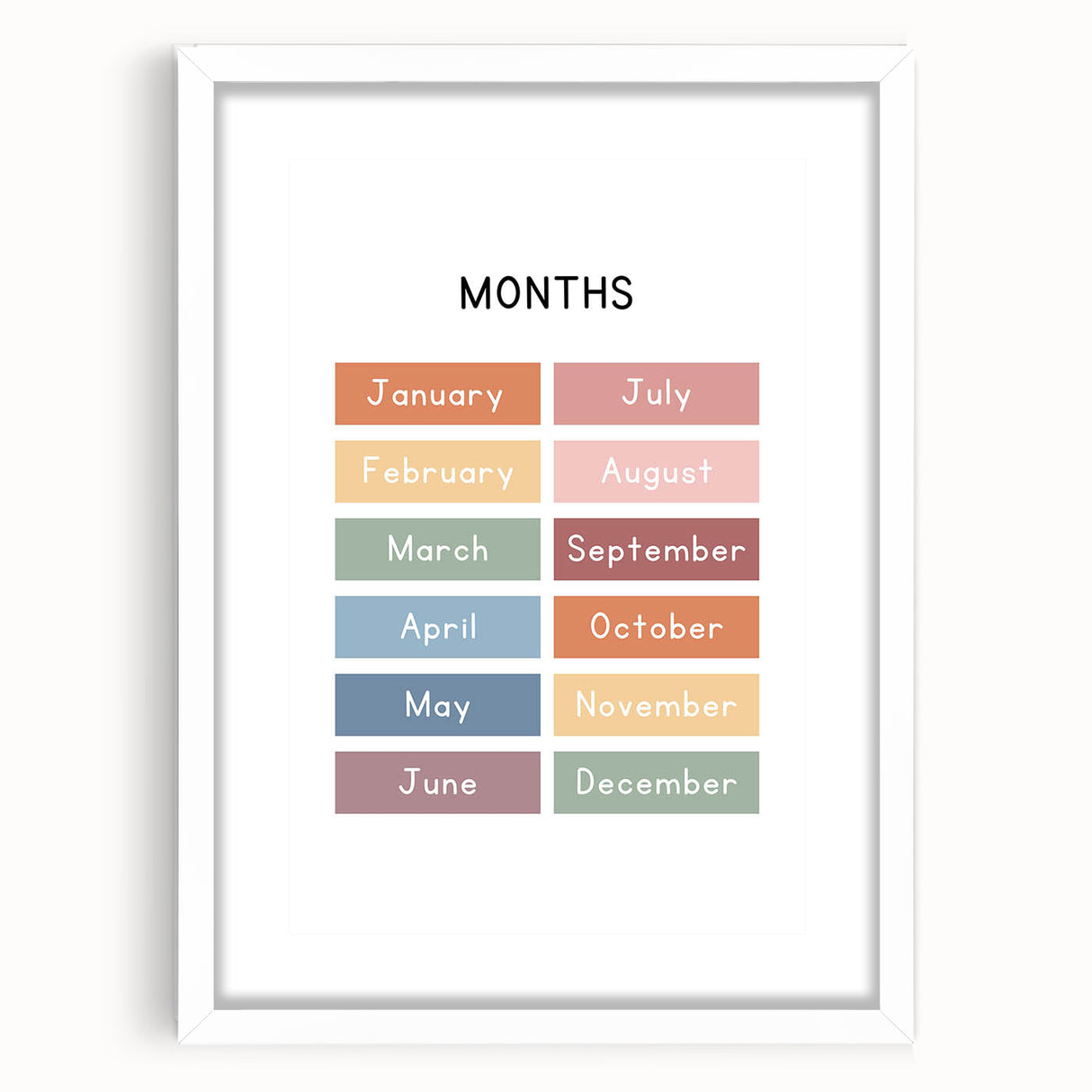Months of the Year Typography Art Print – Colorful Calendar Wall Art