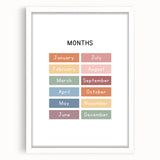 Months of the Year Typography Art Print – Colorful Calendar Wall Art