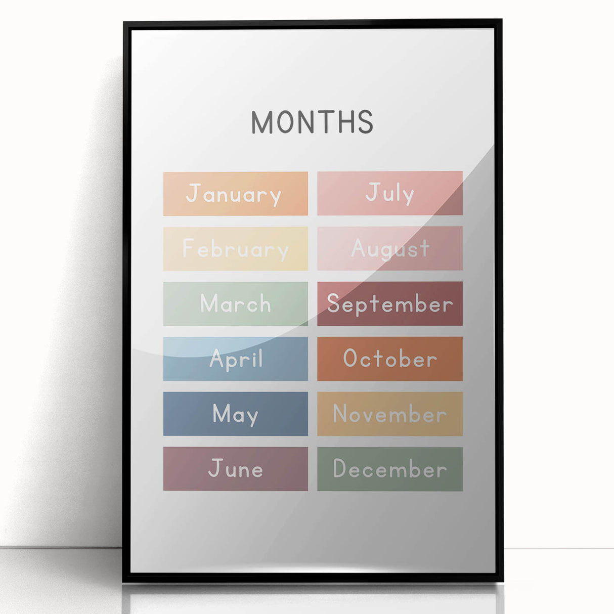 Months of the Year Typography Art Print – Colorful Calendar Wall Art