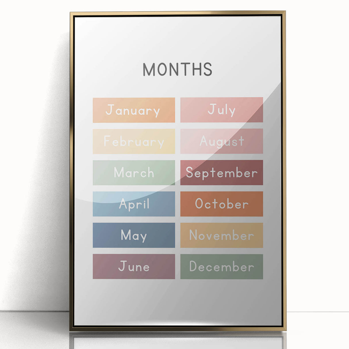 Months of the Year Typography Art Print – Colorful Calendar Wall Art