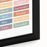 Months of the Year Typography Art Print – Colorful Calendar Wall Art