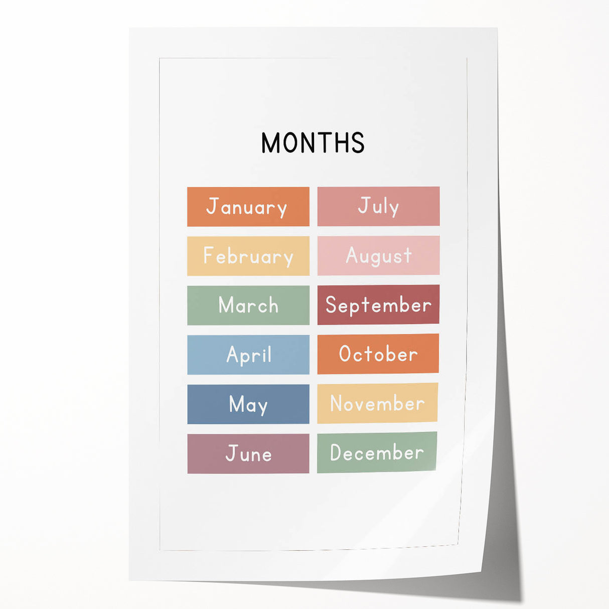Months of the Year Typography Art Print – Colorful Calendar Wall Art