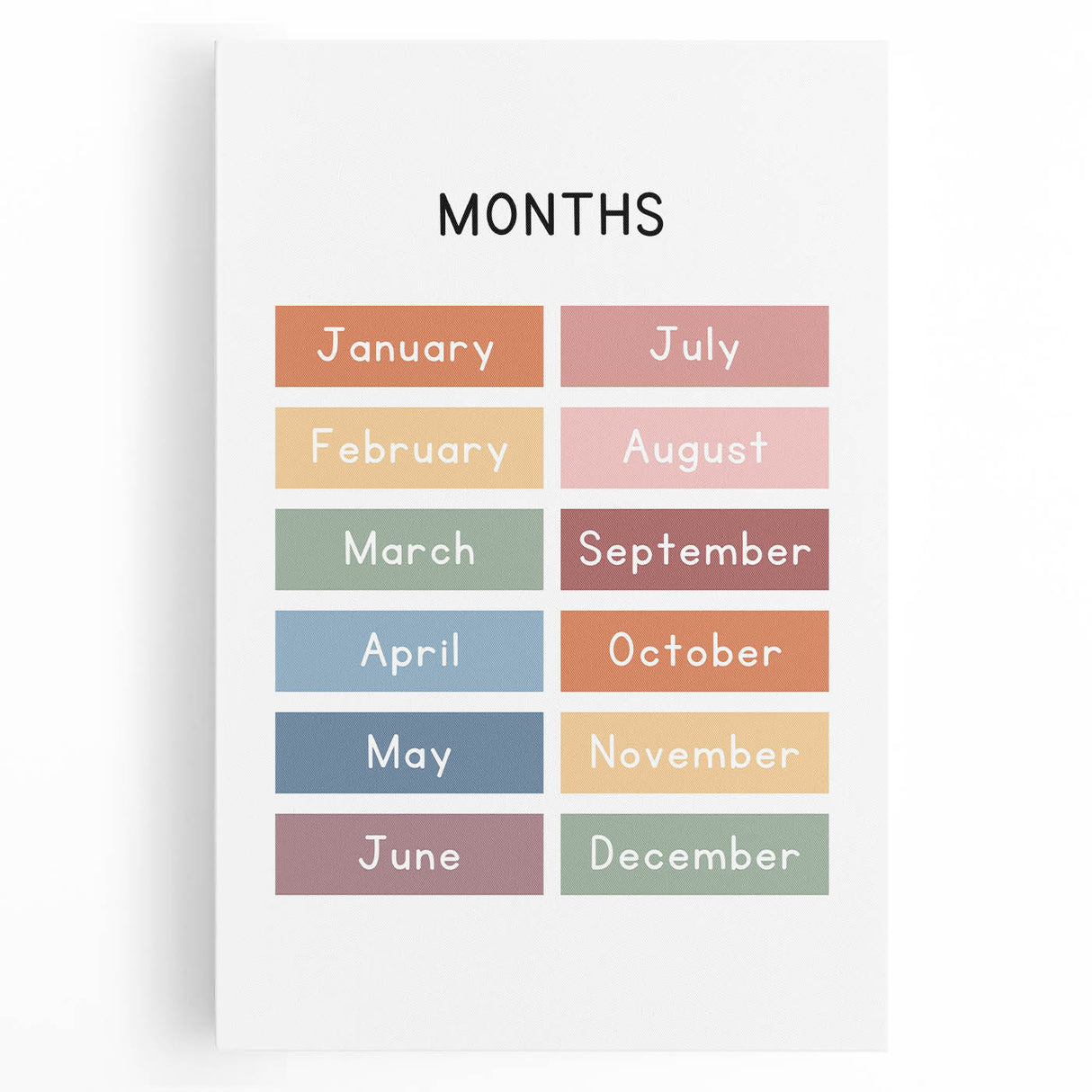 Months of the Year Typography Art Print – Colorful Calendar Wall Art