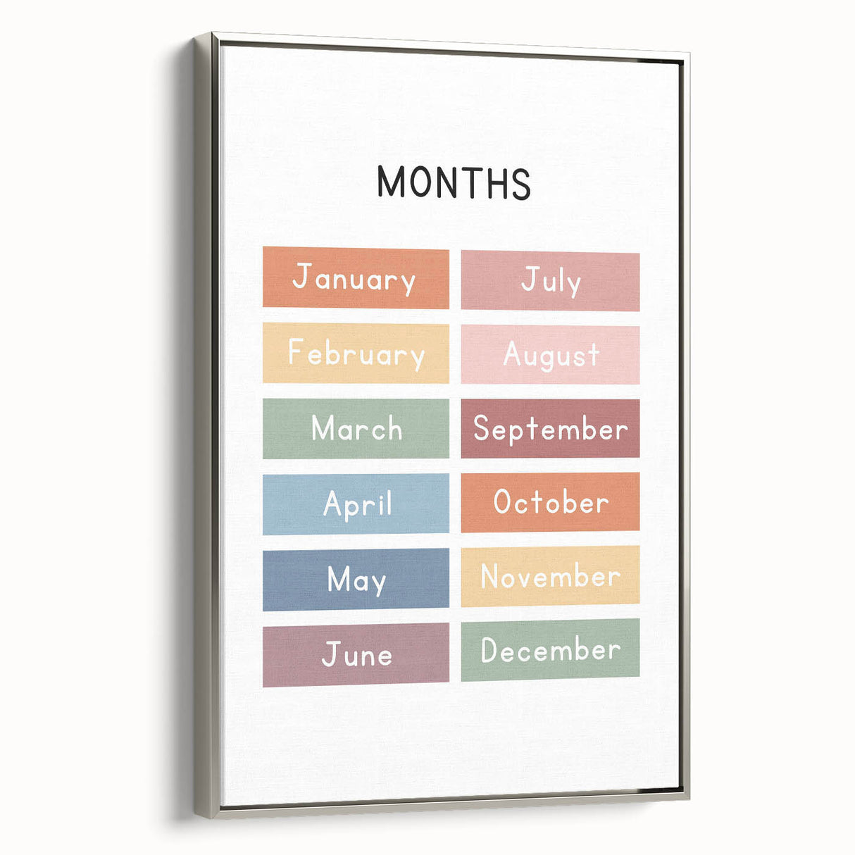 Months of the Year Typography Art Print – Colorful Calendar Wall Art