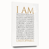 Empowerment Typography Art Print – I AM Affirmations Canvas