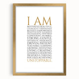 Empowerment Typography Art Print – I AM Affirmations Canvas