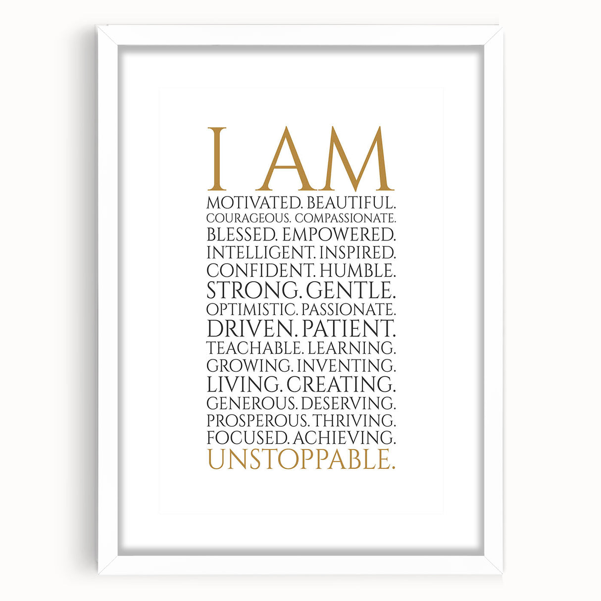 Empowerment Typography Art Print – I AM Affirmations Canvas