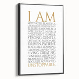 Empowerment Typography Art Print – I AM Affirmations Canvas