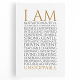 Empowerment Typography Art Print – I AM Affirmations Canvas