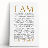 Empowerment Typography Art Print – I AM Affirmations Canvas