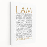 Empowerment Typography Art Print – I AM Affirmations Canvas