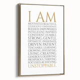 Empowerment Typography Art Print – I AM Affirmations Canvas