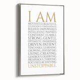 Empowerment Typography Art Print – I AM Affirmations Canvas