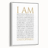 Empowerment Typography Art Print – I AM Affirmations Canvas