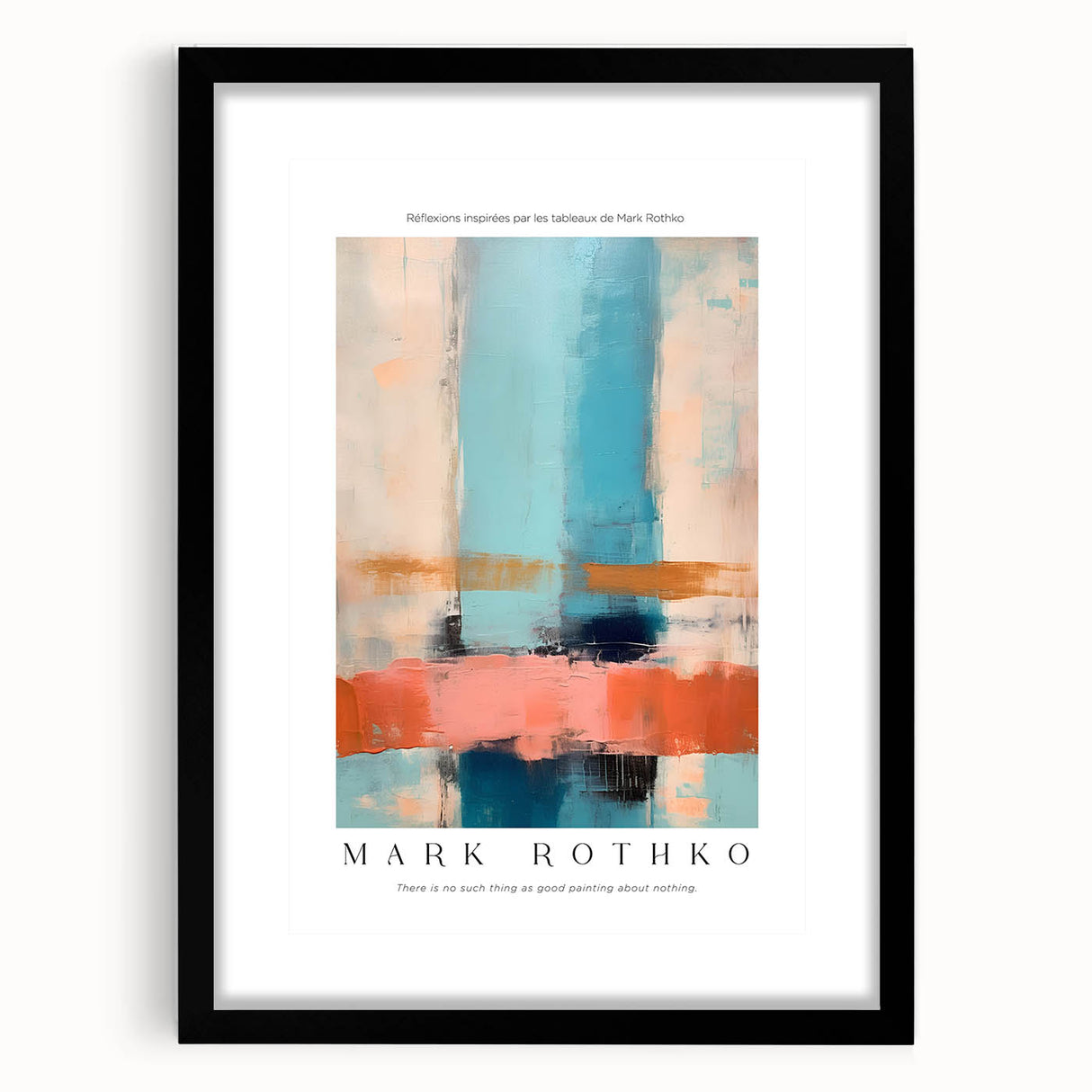 Extra large abstract art print with vibrant, colorful textured layers on a black framed canvas, ideal for living room decor.