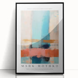 Large abstract wall art featuring bold red and black blocks, framed in black acrylic, suitable for modern art wall decor.